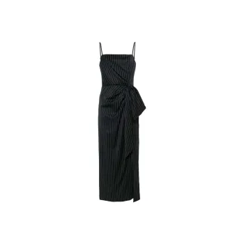 MSGM Pinstripe Knotted waist Midi Dress