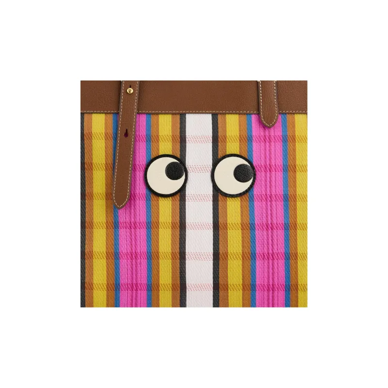Anya Hindmarch Recycled Mesh Eyelet Fabric Tote Bag, Shopping Bag, Shoulder Bag Women's Strawberry Pink With Multicolor-4