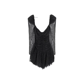Rotate Rhinestone-embellished Mesh Dress