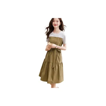 Mo Han Yi Mei Short Sleeved Dresses Women's Khaki