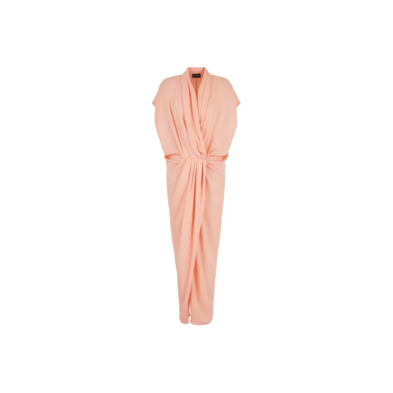 GIORGIO ARMANI V Neck Draped Midi Dress-0