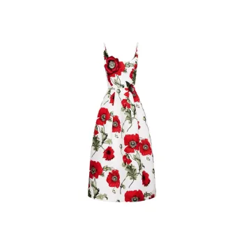 Oscar De La Renta Poppy-print Midi Dress