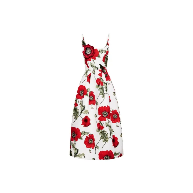 Oscar De La Renta Poppy-print Midi Dress-0