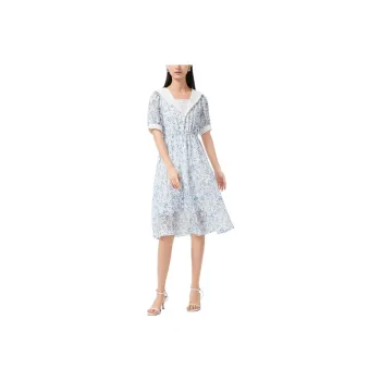 EICHITOO Short Sleeved Dress Women's Light Blue Pattern