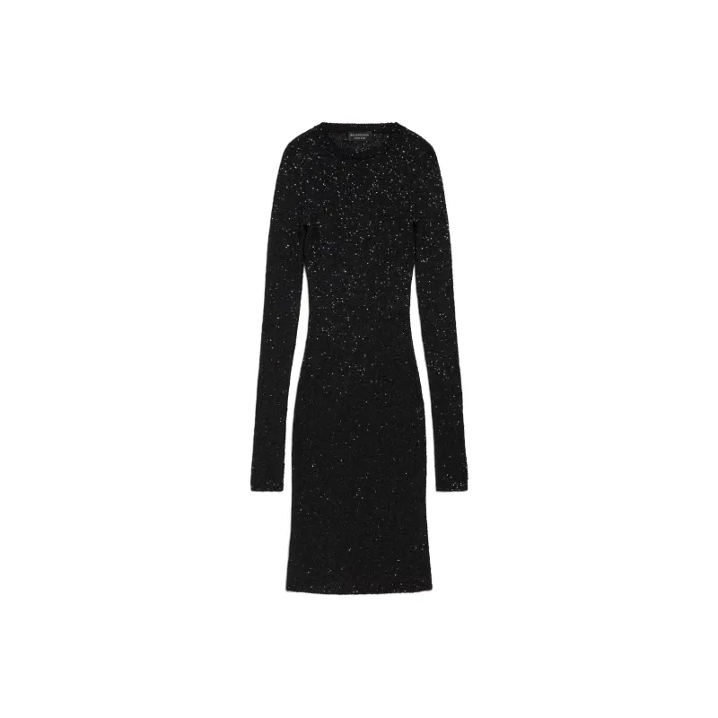 Balenciaga Long Sleeved Dresses Slim Fit Women's Black-0