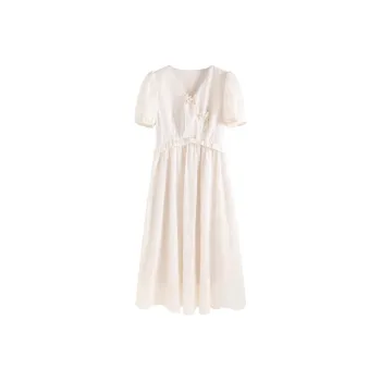 Short Sleeved Dresses Women's Beige