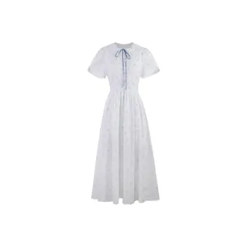 COVT Short Sleeved Dresses Women's White Floral Pattern Skirt