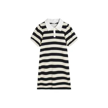 Gui'er Short Sleeved Dresses Women's Apricot With Black Stripes