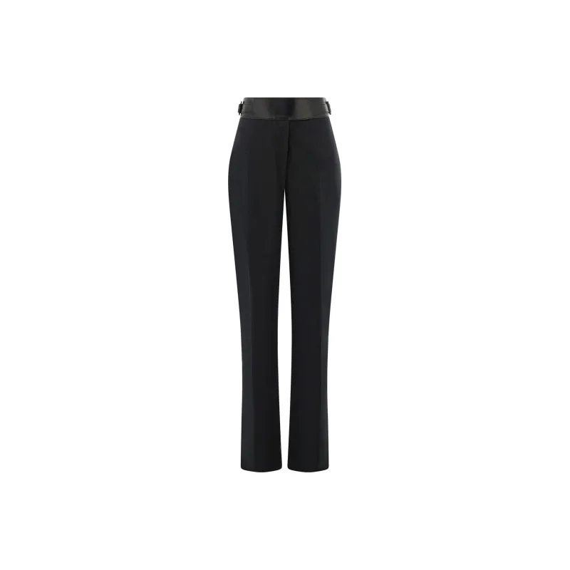 Ferragamo Belted Tailored Linen Trousers-0
