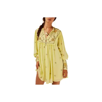 FREE PEOPLE Bali Golden Sun Dress Long-Sleeved Dresses Women's Early Bloomer Combo