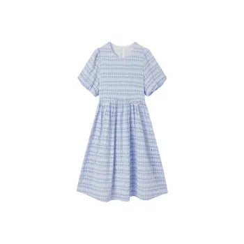 EICHITOO Short Sleeved Dresses Women's Light Blue Plaid