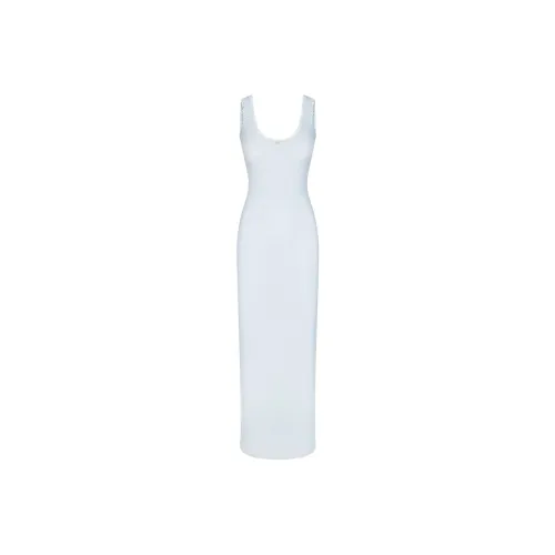 SKIMS SOFT LOUNGE LACE SCOOP NECK DRESS Slip Dresses Women's CELESTE/Sky Blue