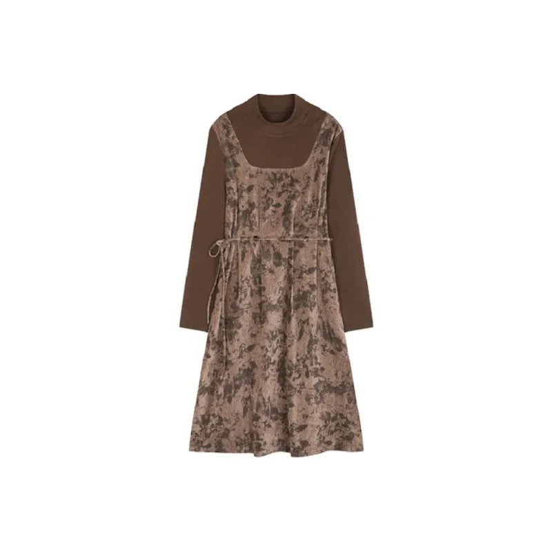XWI Long Sleeved Dresses Women's Coffee-0