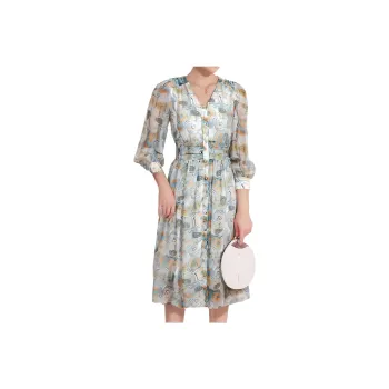 Mapping Long Sleeved Dresses Women's Blue