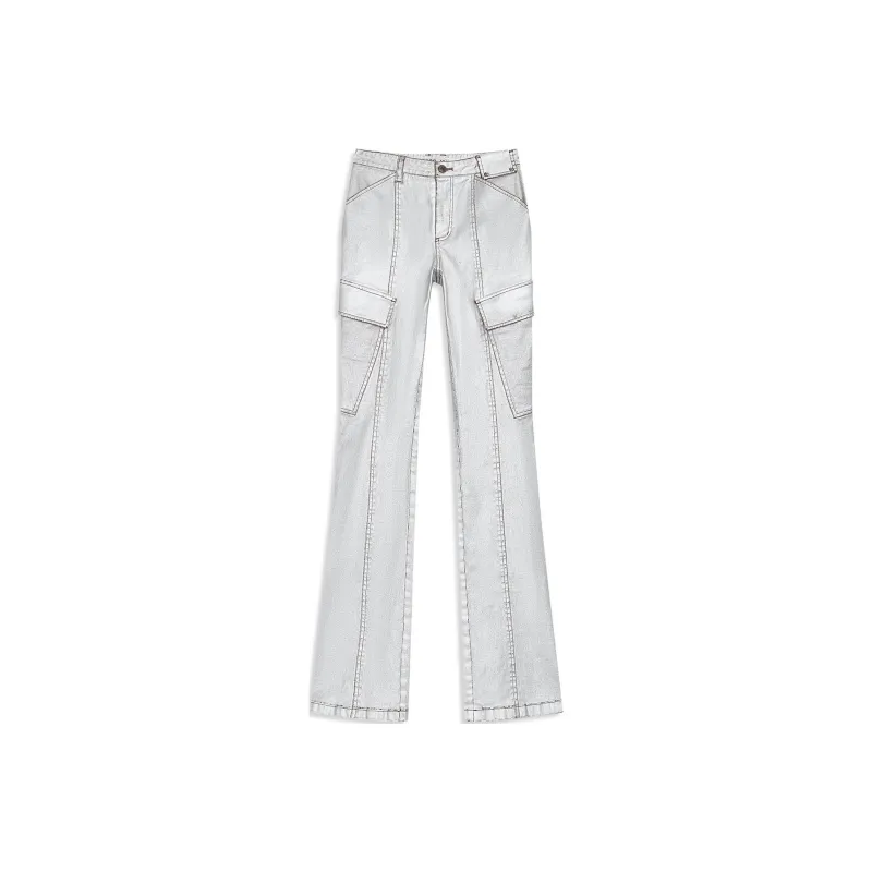 Open Yy PANELED CARGO BOOTCUT Cargo Pants Women's SILVER/Silver-0