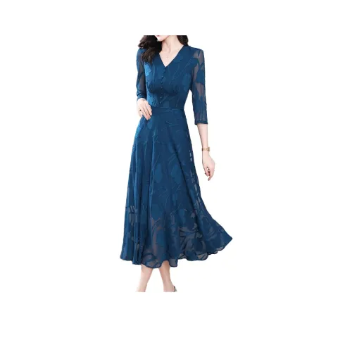 Mapping Short Sleeved Dresses Women's Blue