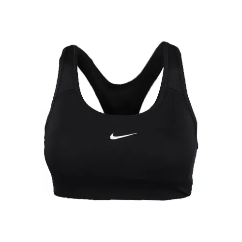 Nike Swoosh Dri FIT Women's Medium Support One Piece Padded Sports Bra Black