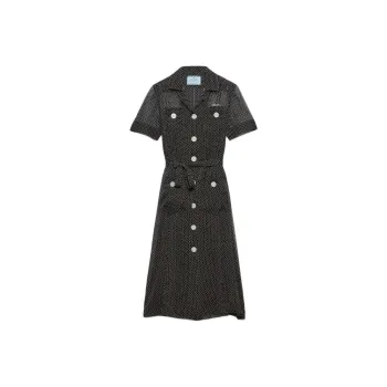 PRADA Short Sleeved Dress Women's Black