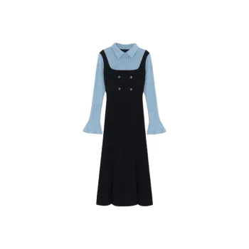 PAIN OR PLEASURE Long Sleeved Dresses Women's Blue Black