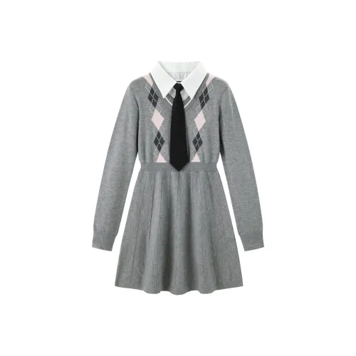 LEDIN Long Sleeved Dresses Women's Meteorological Gray