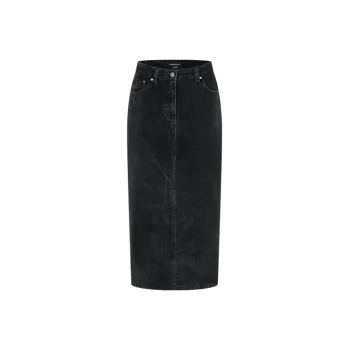 URBAN REVIVO Denim Long Skirt Women's Jet Black
