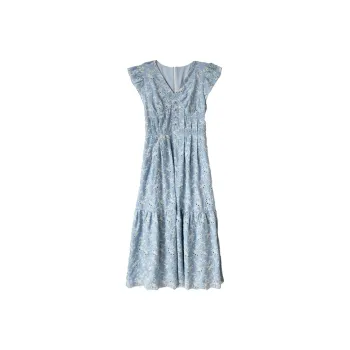 PAZZO Short Sleeved Dress Women's Blue Bellflower