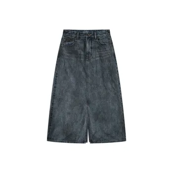 UOOYAA Denim Long Skirts Women's Denim Blue