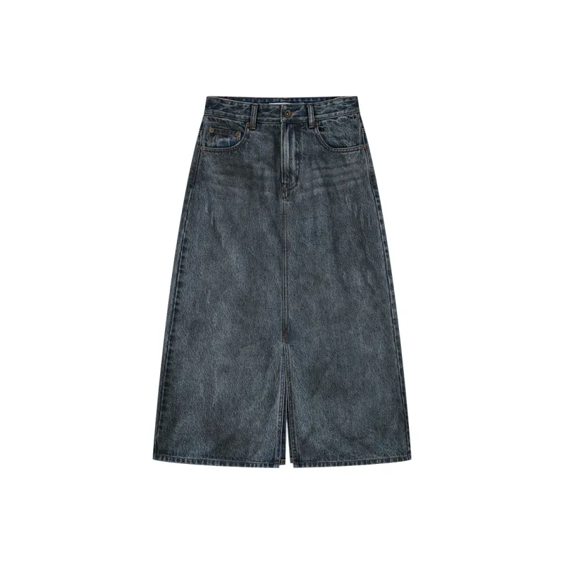 UOOYAA Denim Long Skirts Women's Denim Blue-0