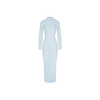 SKIMS MILKY SHEER MOCK NECK LONG SLEEVE LONG DRESS Long-Sleeved Dresses Women's OPAL/Opal