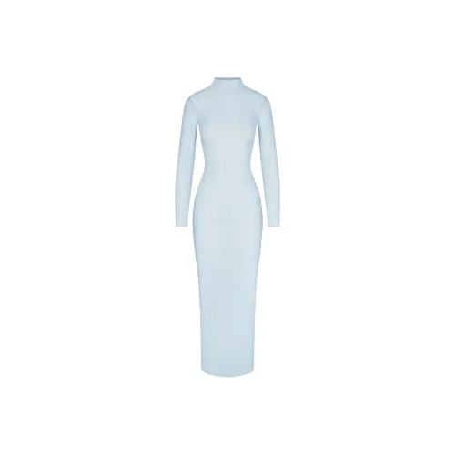 SKIMS MILKY SHEER MOCK NECK LONG SLEEVE LONG DRESS Long-Sleeved Dresses Women's OPAL/Opal