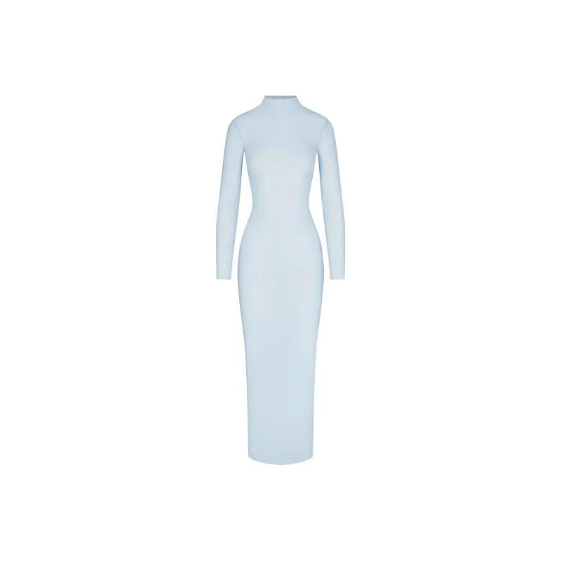 SKIMS MILKY SHEER MOCK NECK LONG SLEEVE LONG DRESS Long-Sleeved Dresses Women's OPAL/Opal-0