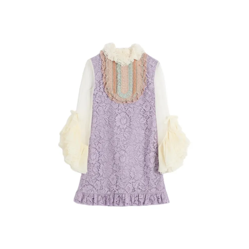 Valentino FW24 Long Sleeved Dresses Women's Purple-0