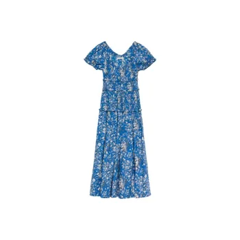 DOEN LEANNE DRESS Short Sleeved Dress Women's Blue Floral