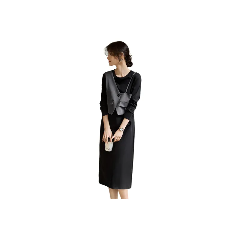 XWI Long Sleeved Dress Women's Black & Gray-0