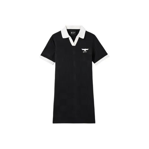Boy London Short Sleeved Dress Women's Black/Beige White