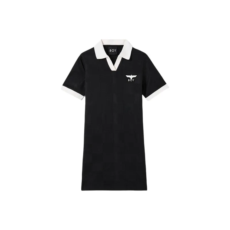 Boy London Short Sleeved Dress Women's Black/Beige White-0