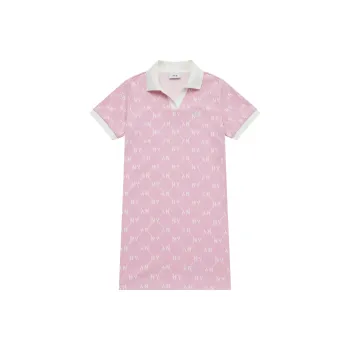 MLB MONOGRAM Collection New York Yankees SS25 Short Sleeved Dress Women's Heather Gray Pink