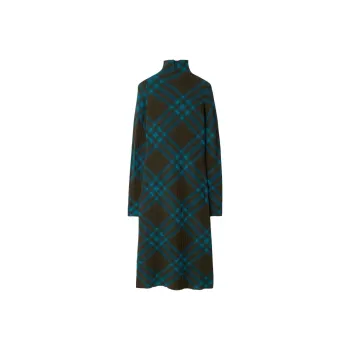 Burberry Checkered Mock Neck Shift Dress