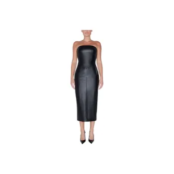 Khy DROP 001 Faux Leather Strapless Long Dress Sleeveless Dress Women's Black