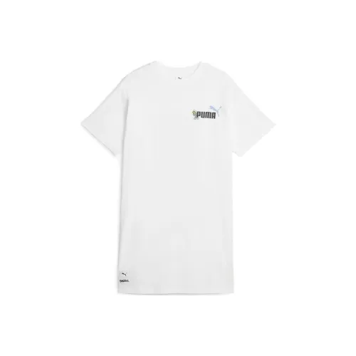 PUMA THE SMURFS Tee Dress Short-Sleeved Dresses Women's White