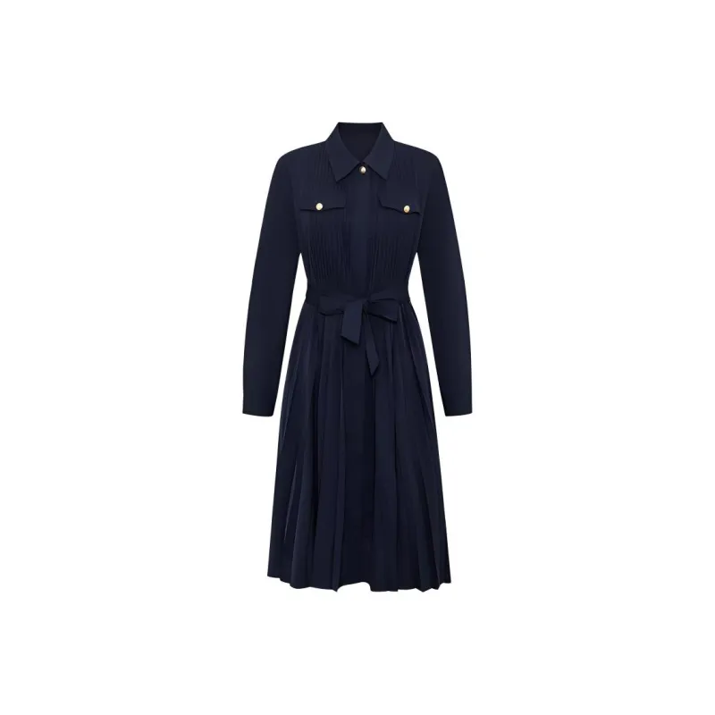 Hush Puppies Long Sleeved Dresses Women's Dark Blue-0