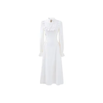 Blovelan Long Sleeved Dresses Women's Apricot