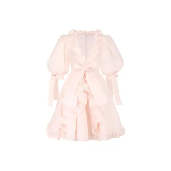 Selkie Collection SS23 Long Sleeved Dress Women's Cotton Candy Cherry Blossom