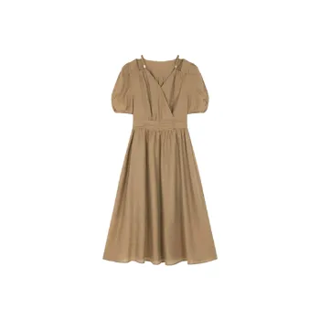 Mo Han Yi Mei Short Sleeved Dress Women's Khaki Green