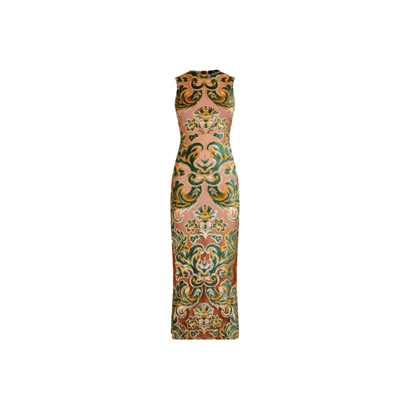 ETRO Patterned Jacquard Crewneck Sleeveless Dress-0