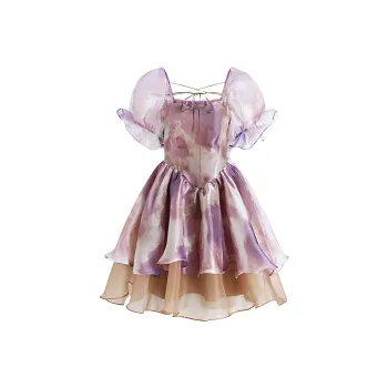 DOKZB Short Sleeved Dress Women's Purple