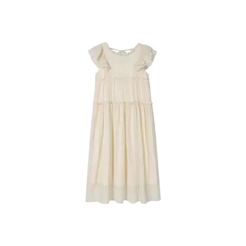 HeartyBite Short Sleeved Dresses Women's Apricot