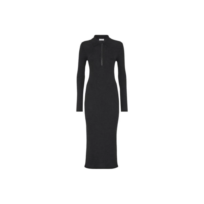 Brunello Cucinelli Long Sleeved Dress Women's Gray-0