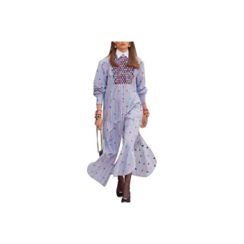 CHANEL Long-Sleeved Dresses Women's Purple