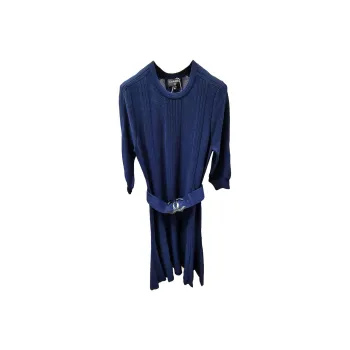 CHANEL Long Sleeved Dresses Women's Blue